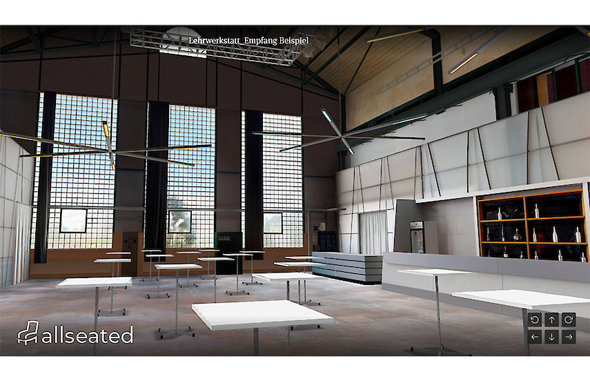 Virtuelle Abbildung eines Konferenzraums mit der Software von Allseated. | © Allseated